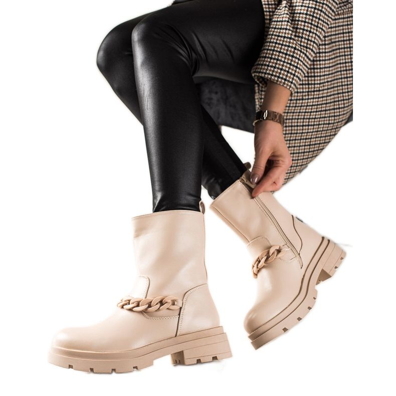 TRENDI botas de plataforma de moda beige