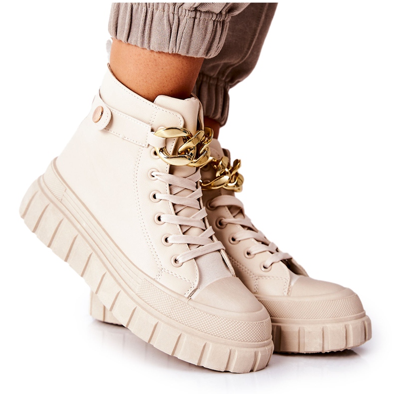 Zapatillas altas en plataforma Standies beige dorado