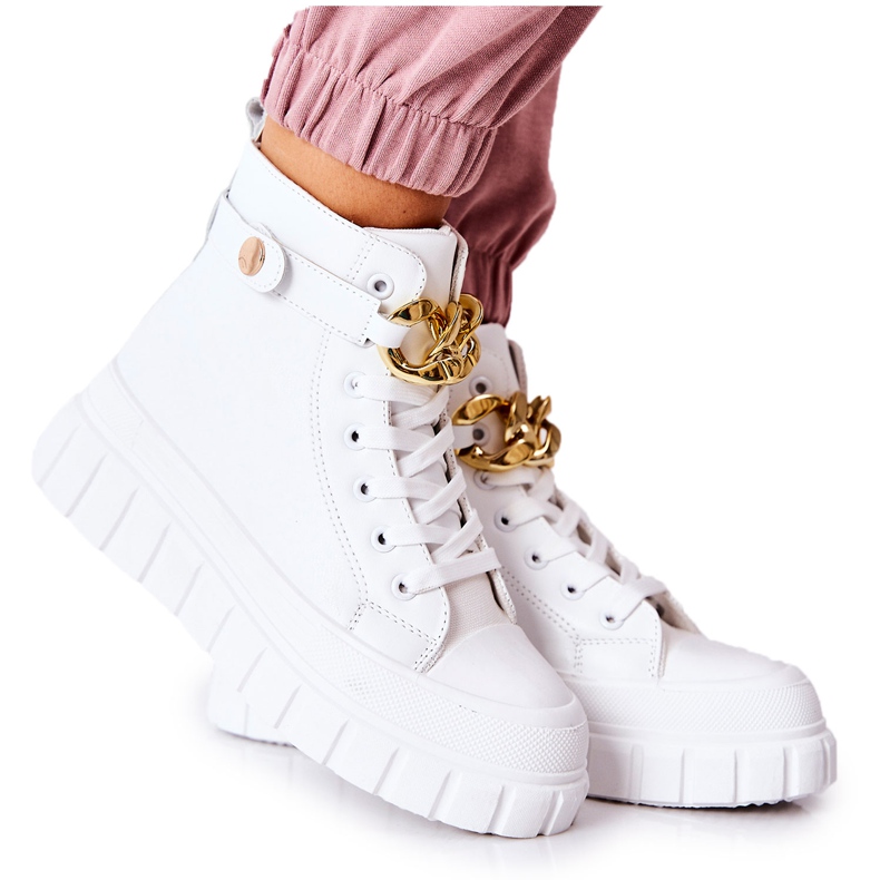 Zapatillas altas en la plataforma White Standies blanco dorado