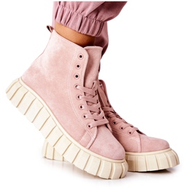 Zapatillas altas de gamuza sobre plataforma rosa Meniphise beige
