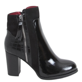 Botas de tacón, lacadas Flame Black Mirror negro