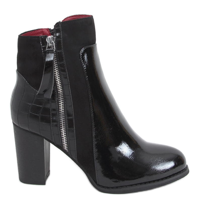 Botas de tacón, lacadas Flame Black Mirror negro