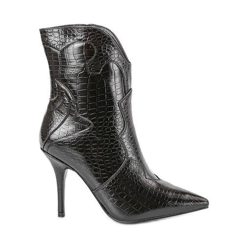 Botas negras en relieve con tacón Cro negro Botas negras en relieve con tacón Cro negro