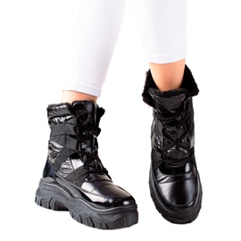 TRENDI Botas de nieve negras relucientes negro TRENDI Botas de nieve negras relucientes negro