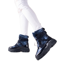 TRENDI Botas de nieve azul marino brillantes