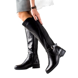 Lovit Botas de cuero ecológico negro