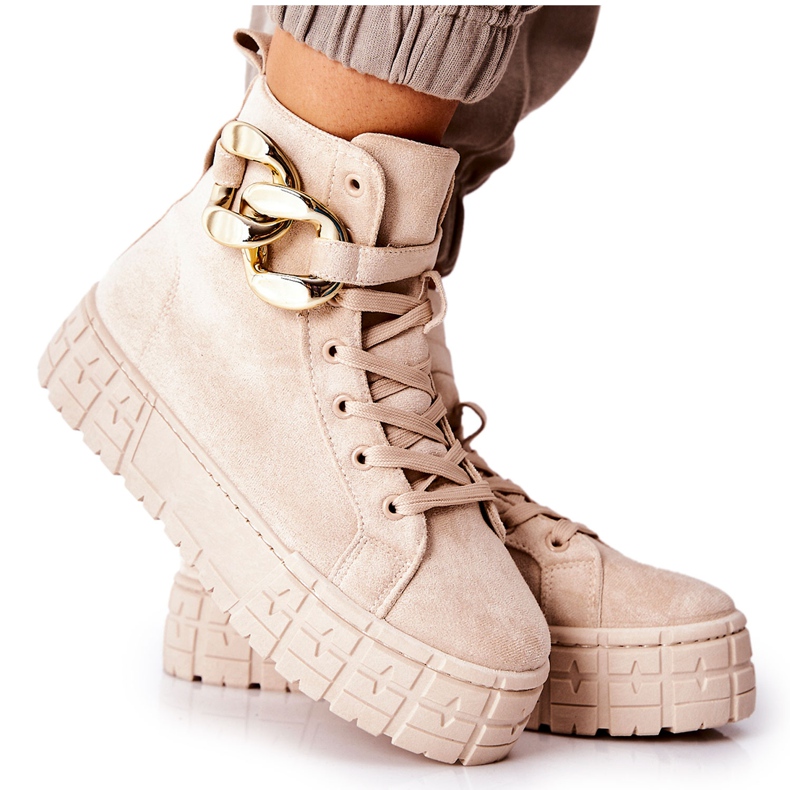 Zapatillas altas en la plataforma Evenia beige claro