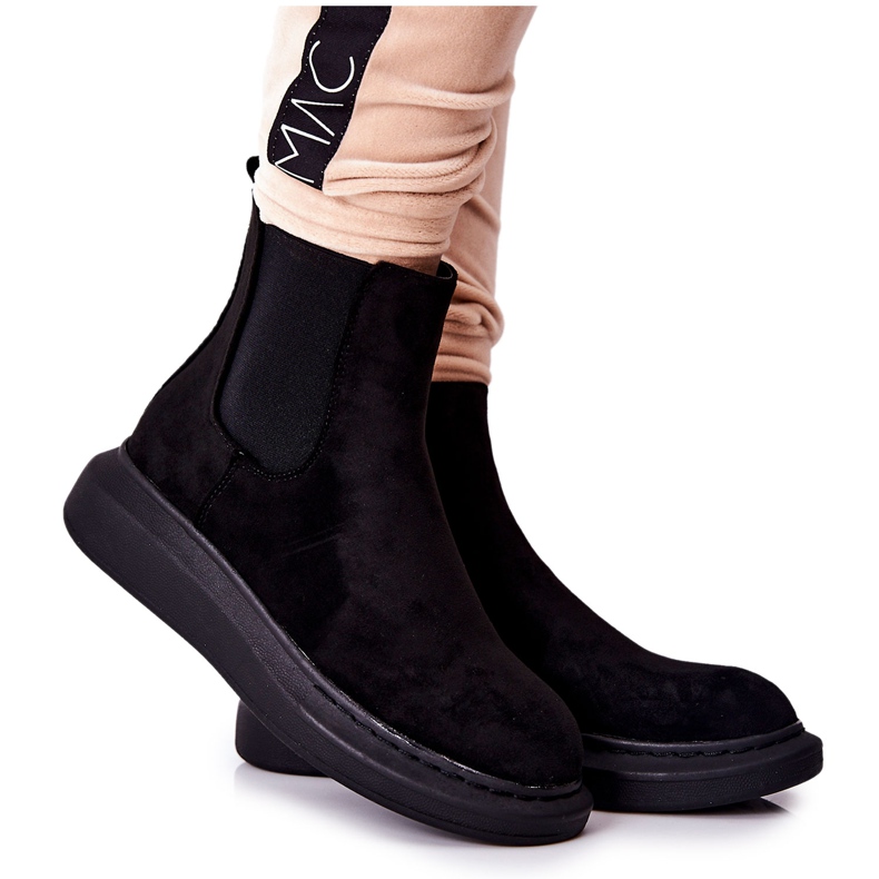 PS1 Botas Suede Booties Jodhpur en la plataforma Black Marissa negro