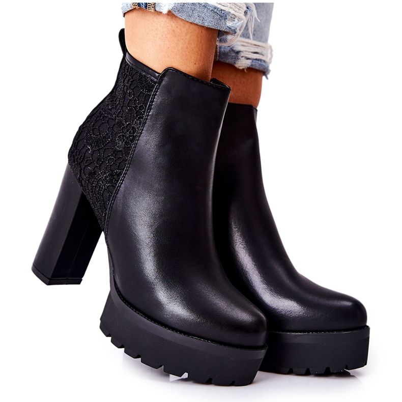 PS1 Botas altas de cuero en un poste de Diomice negro PS1 Botas altas de cuero en un poste de Diomice negro