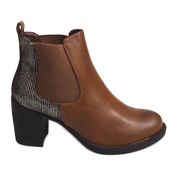 Botas De Tacón Con Elástico 1227 Camel marrón