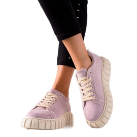 TRENDI Zapatillas de gamuza en la plataforma púrpura