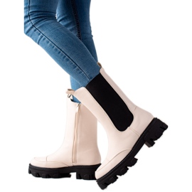 Small Swan Botas altas en la plataforma beige