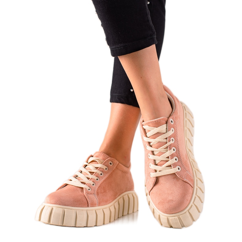 Renda Zapatillas de gamuza rosado