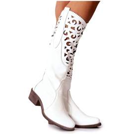 PA2 Botas de Piel Calada en Blanco Decorous