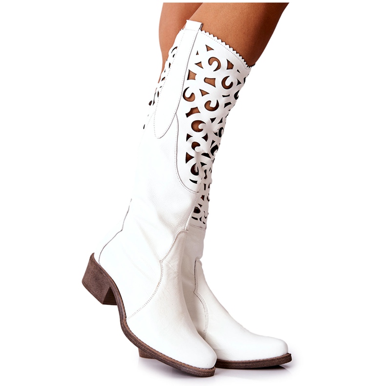 PA2 Botas de Piel Calada en Blanco Decorous