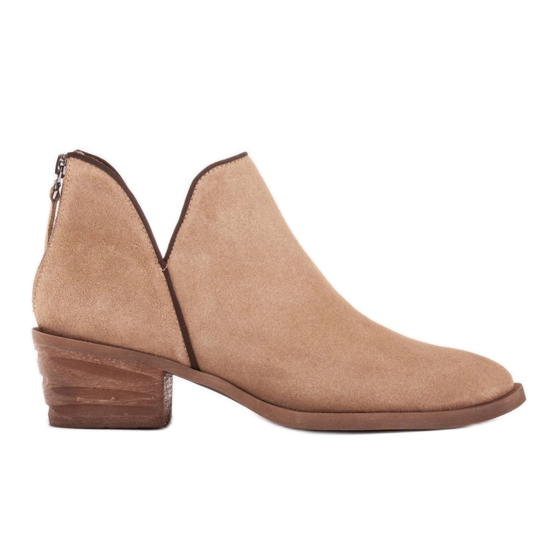 Marco Shoes Botas de piel natural con corte en V beige