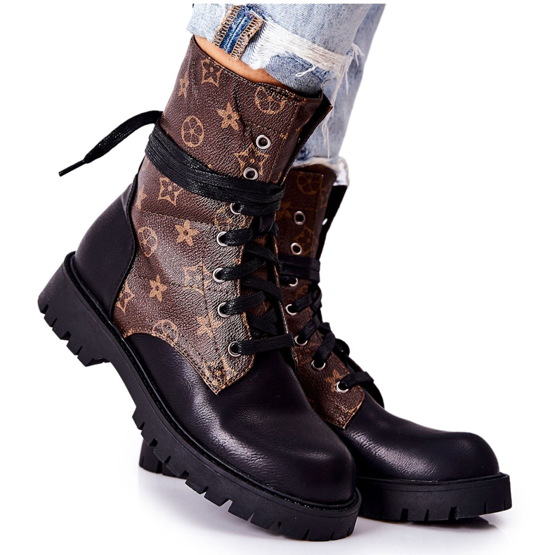 FJ1 Botas Lonevis de cuero marrón y negro