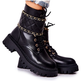 Botas De Trabajo Negras Con Cadena Caleanor Negra negro
