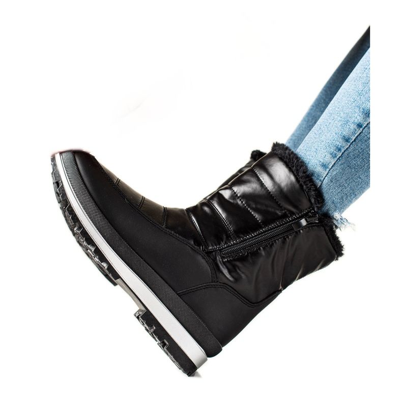 TRENDI Botas de nieve clásicas en la cremallera negro TRENDI Botas de nieve clásicas en la cremallera negro