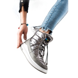 TRENDI Botas de nieve brillantes de moda plata