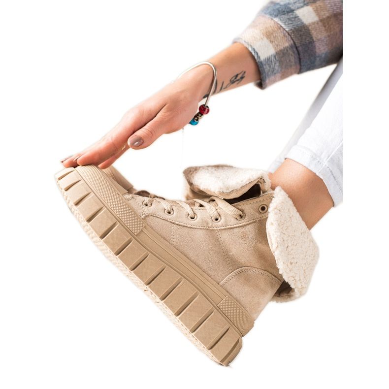 TRENDI Botas, zapatillas de deporte con piel de oveja beige