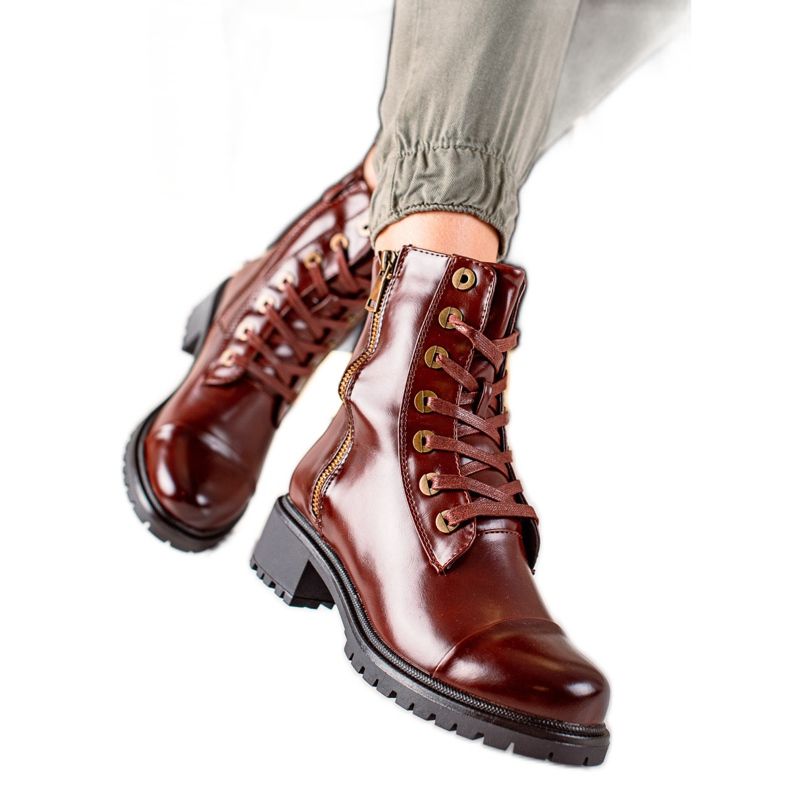 Super Mode Botas Marrones Con Cremallera Decorativa marrón