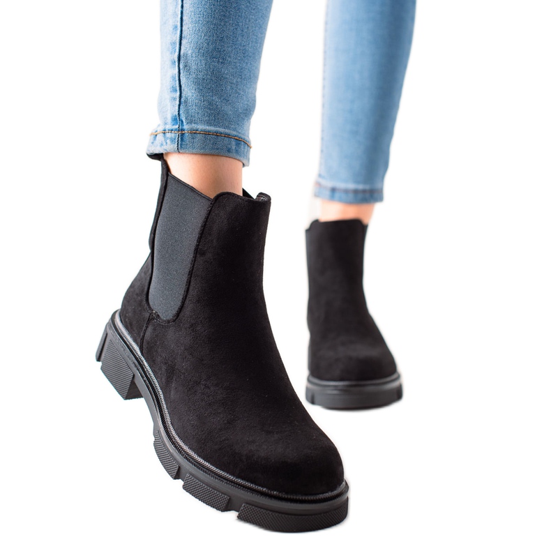 Ideal Shoes Botines Chelsea de ante negro