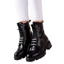 Evento Botas con cordones con cuero ecológico negro Evento Botas con cordones con cuero ecológico negro