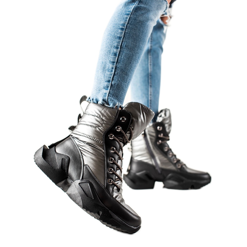 Seastar Botas de nieve cálidas de moda plata gris