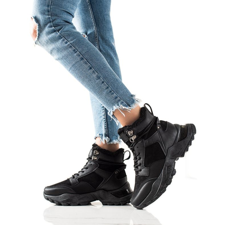 TRENDI Botas cálidas con cordones negro