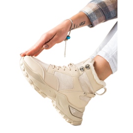 TRENDI Botas cálidas con cordones beige