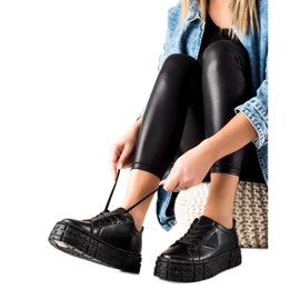 Goodin Zapatillas con cuero ecológico en la plataforma negro Goodin Zapatillas con cuero ecológico en la plataforma negro