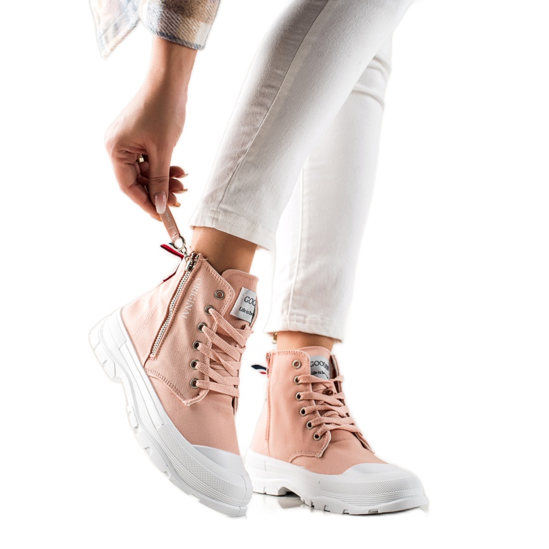 Goodin Zapatillas con cremallera decorativa rosado