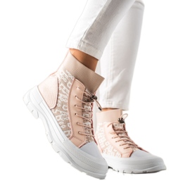 Goodin Zapatillas altas de moda blanco rosado