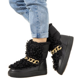 Botas de nieve negras con pelo de Montmina negro Botas de nieve negras con pelo de Montmina negro