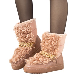 Botas de nieve rosas con pelo de Montmina rosado