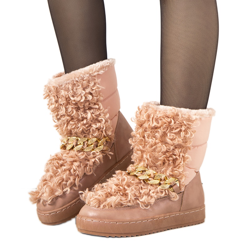 Botas de nieve rosas con pelo de Montmina rosado