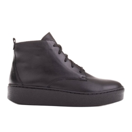 Marco Shoes Botas bajas con cordones de piel suave negro