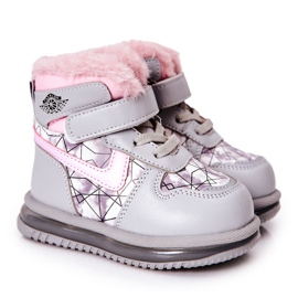 PJ2 Botas de nieve cálidas para niños Shirinell gris y rosa rosado