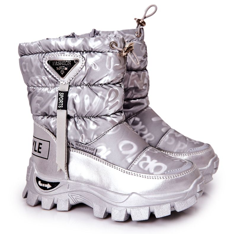 PJ2 Botas de nieve cálidas para niños en la cremallera plateada Cleome plata PJ2 Botas de nieve cálidas para niños en la cremallera plateada Cleome plata