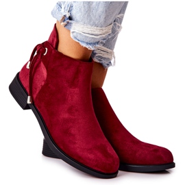 Botas Mujer Ante Burdeos Numbero rojo