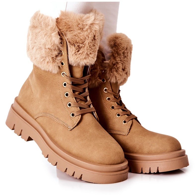Botas Calientes Con Piel Beige Farley marrón