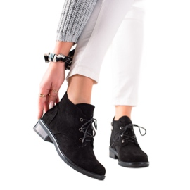TRENDI Botas con cordones y tacón plano negro TRENDI Botas con cordones y tacón plano negro