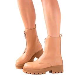Seastar Botines de camello de moda con cremallera marrón
