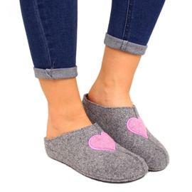 Pantuflas con corazón de fieltro Panto Fino W INT1634 gris rosa