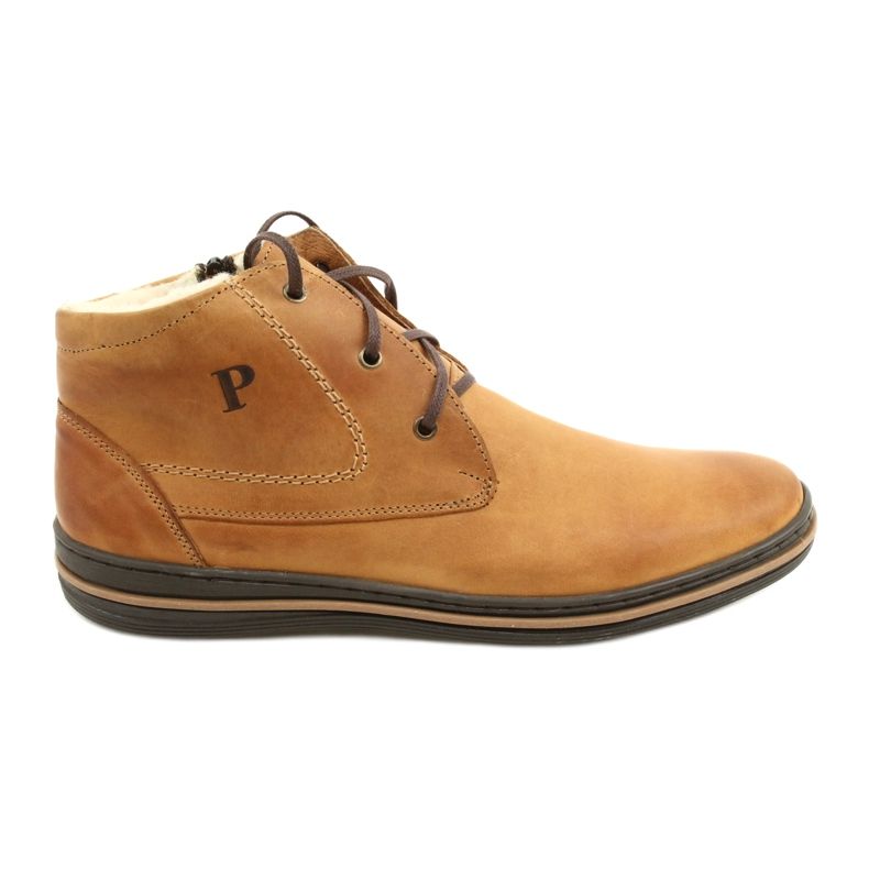 Polbut Botas de invierno para hombre, atadas 339S camel beige amarillo