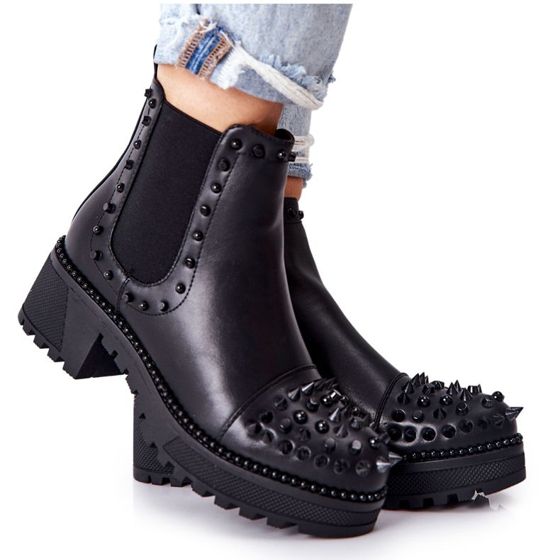 PG1 Botas negras Comonis Jodhpur con jets negro