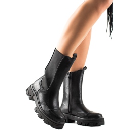 Small Swan Botas altas en la plataforma negro