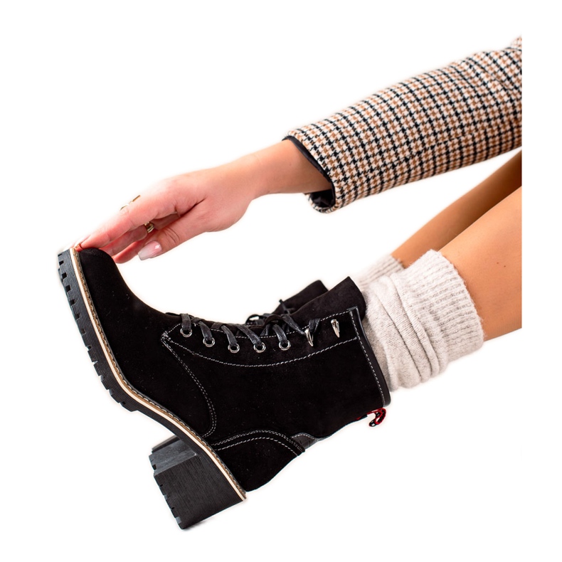 Goodin Botas cómodas de tacón alto negro Goodin Botas cómodas de tacón alto negro