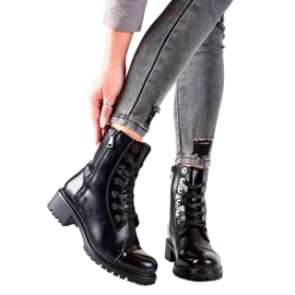 Super Mode Botas negras con cremallera decorativa negro